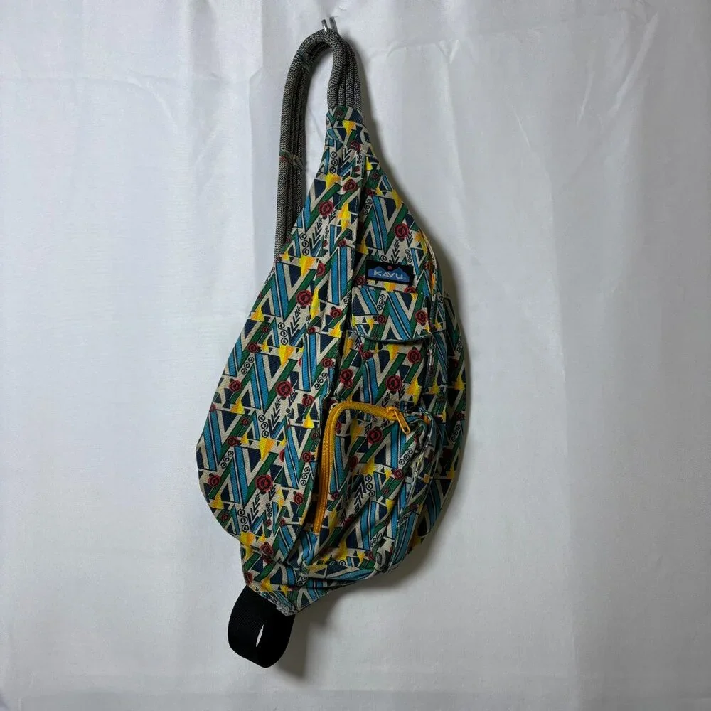 KAVU Rope Bag‎ Sling Backpack Multicolor Geometric Canvas Crossbody